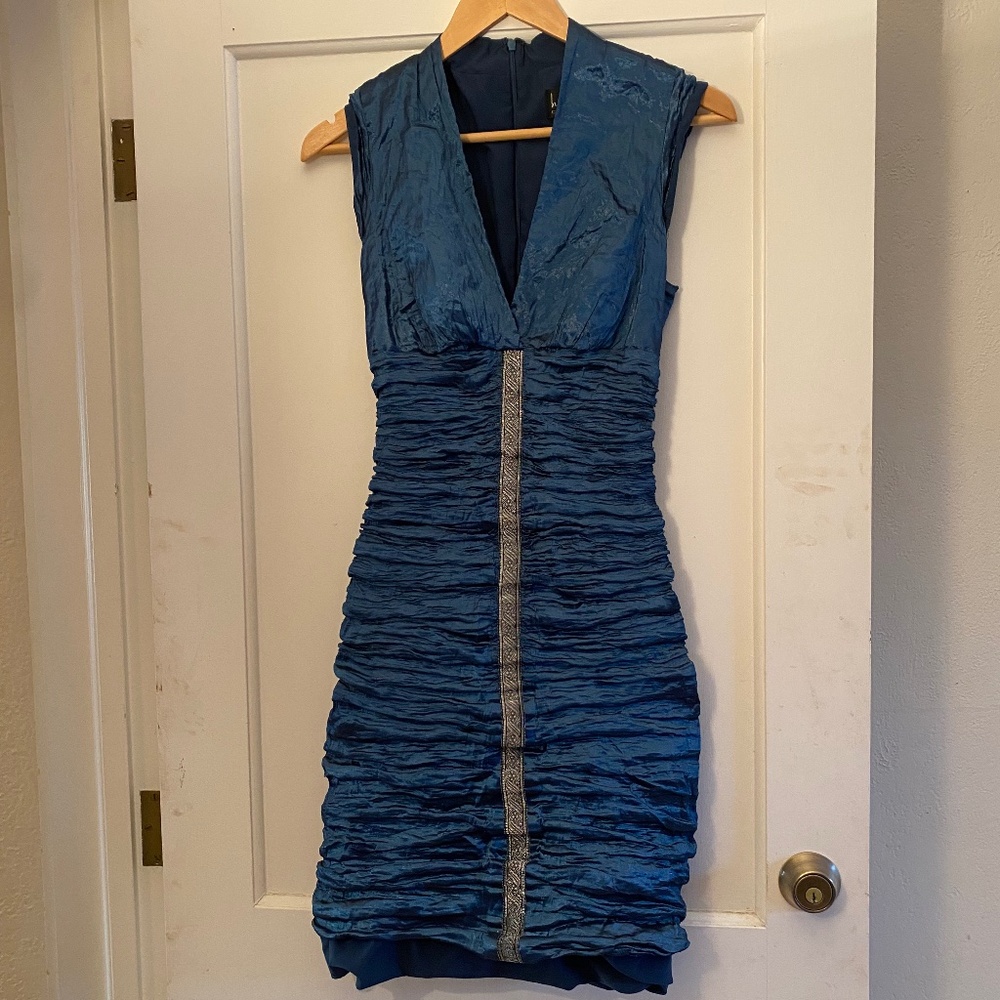 Nicole Miller metallic blue dress size 10